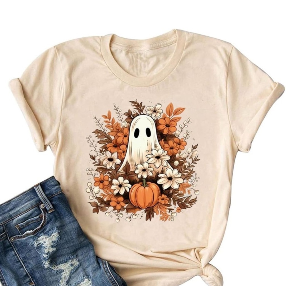 Women’s Halloween Ghost Graphic Tee - small